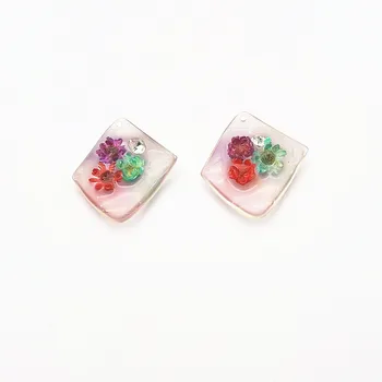 

New arrival!29x27mm 30pcs Natural Flower in Resin Square Charm for Ear DIY Making parts,Jewelry Accessories Findings & Component
