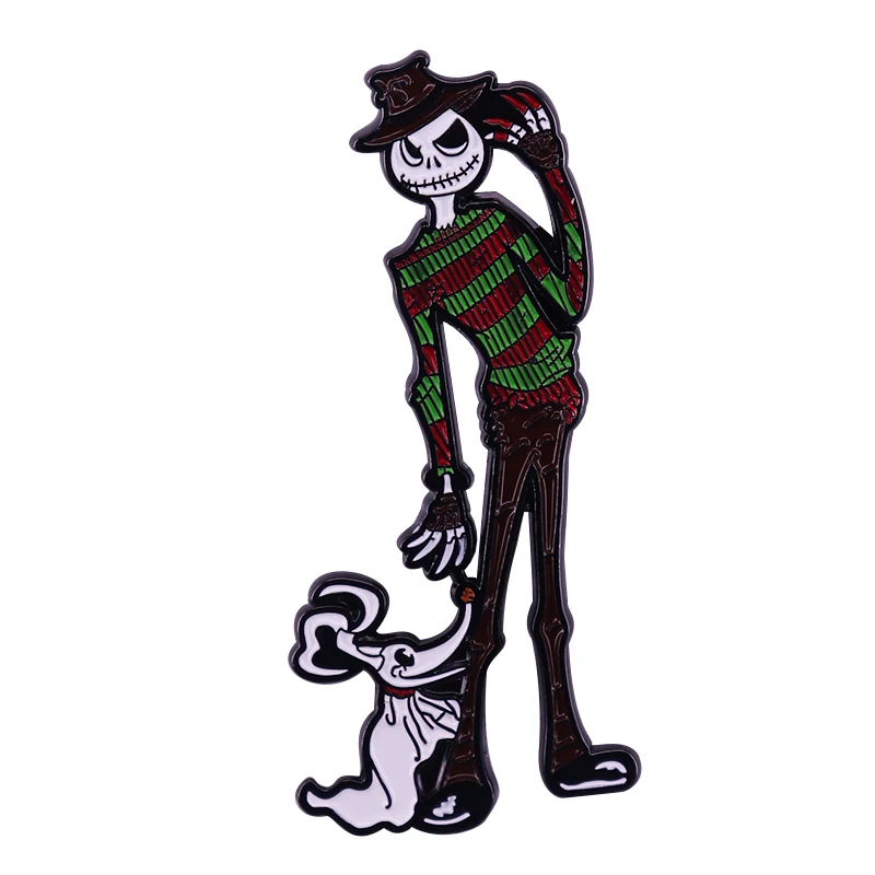 Freddy Krueger Jack Skellington Brooch Perfect Halloween Theme Mashup Accessory.JPG