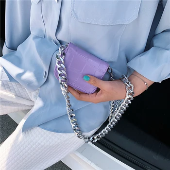 

Mini Women Shoulder Bag 2020 Stone Pattern Handbag Designer Female Small Square Bag Solid Color Chain Crossbody Bags For Women