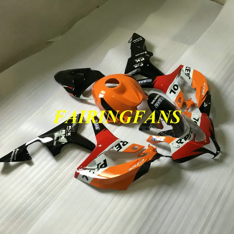 Инжекторный комплект для HONDA CBR600RR F5 07 08 CBR 600 RR CBR 600 RR CBR 600 2007 2008 красные, оранжевые обтекатели комплект+ подарки HJ44