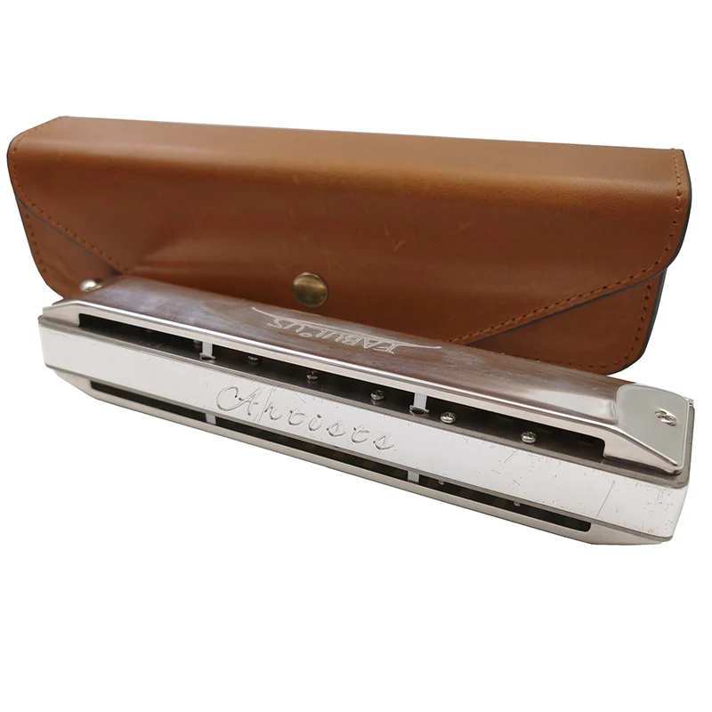 Chromatic Harmonica Cow Leather Bag Suitable for Suzuki Hohner Seydel 16 Holes Chromatic Harmonica Windwood Musical Instruments