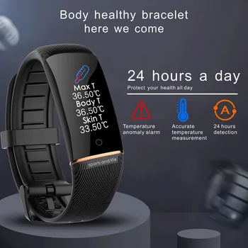 

Smart Wristband Body Temperature Blood Pressure Heart Rate Monitor Wristband for Android iOS Smart Fitness Bracelet Adult