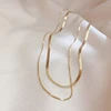 Minimalist Double Layer Women Box Chain Herringbone Chain Gold Plated Choker Necklaces Korean Fashion Blade Chain Necklace ► Photo 2/6