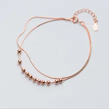 Мода 925, твердые ювелирные изделия из настоящего стерлингового серебра, Круглый двухслойный милый браслет 17 см для девушек-подростков, женщин, прекрасный подарок