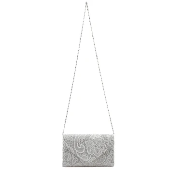 

New Classy Lace Clutch Envelope Bag Bridal Designer Ladies Evening Party Prom, white