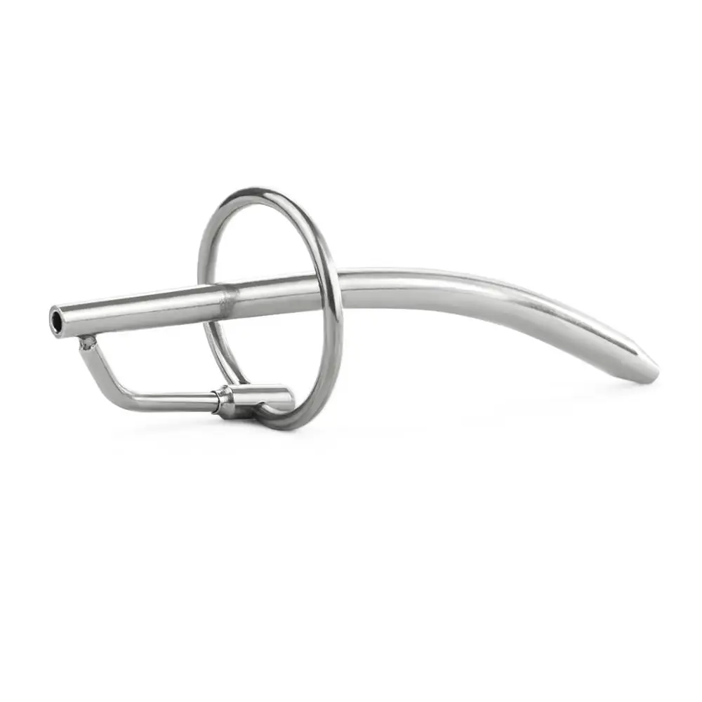 120mm Urethral Sounding Dilators Stainless steel Hollow Penis Plug With Glans Rings Catheters Sex Products for Men Sex Fetish