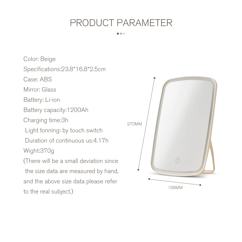 Xiaomi Portable LED Makeup Mirror Touch control Makeup Tool LED Beauty light