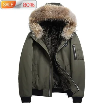 

Parka Real Wool Liner Coat Winter Men Raccoon Fur Collar Parkas Plus Size Jacket 2303 ND11A3