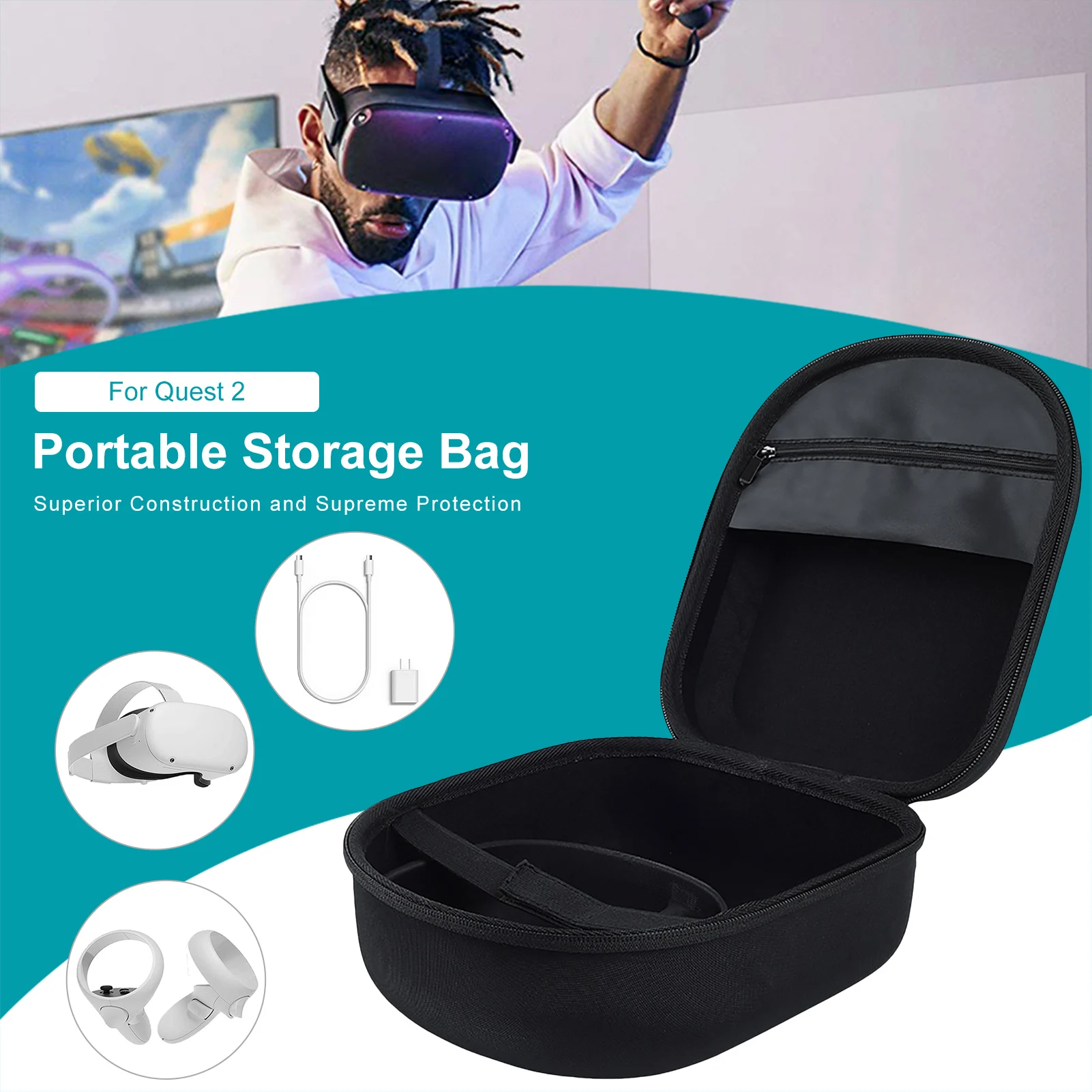 VR Headset Storage Box Hard Carrying Case For Oculus Quest 2 All in one VR Strap Controller VR Accessories|3D Glasses/ Virtual Reality Glasses| - AliExpress