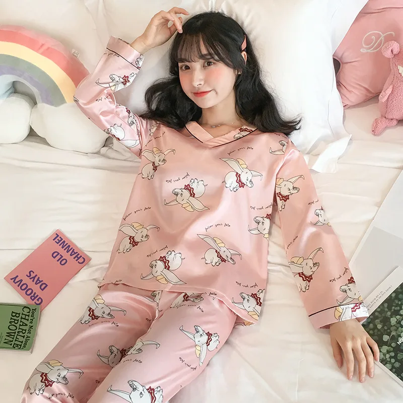 

Liang xing-Autumn & Winter V-neck Viscose Double Short Dumbo Printed Pajamas Suit M -Xxl