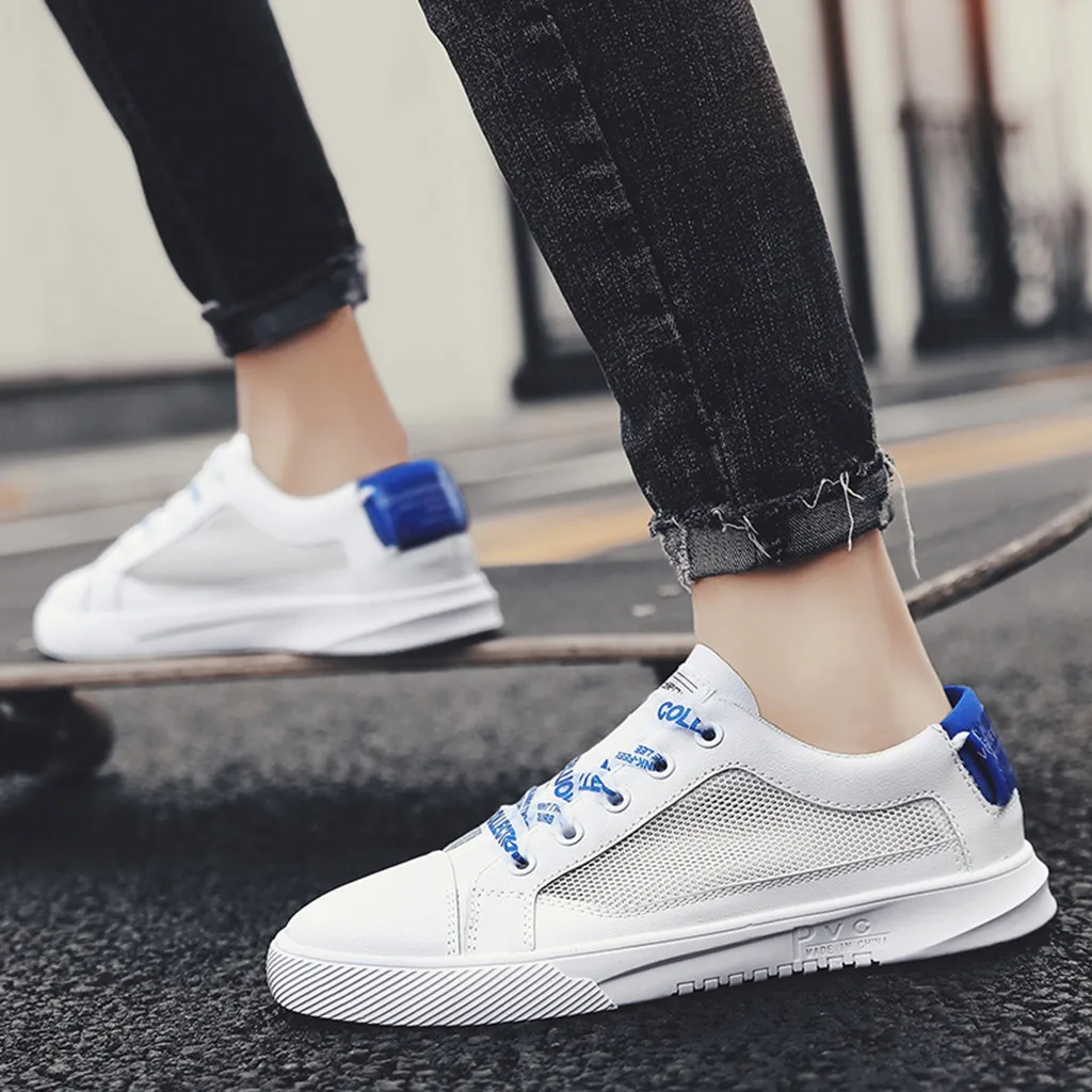 Summer men's running shoes Lace Up breathable mesh men shoes trend comfortable light household sports Vulcanized shoes #G3