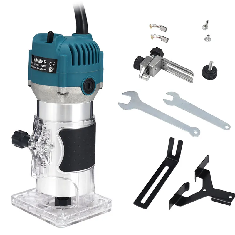 

800W Woodworking Electric Trimmer Wood Milling Engraving Slotting Trimming Machine Hand Carving Machine Wood Router