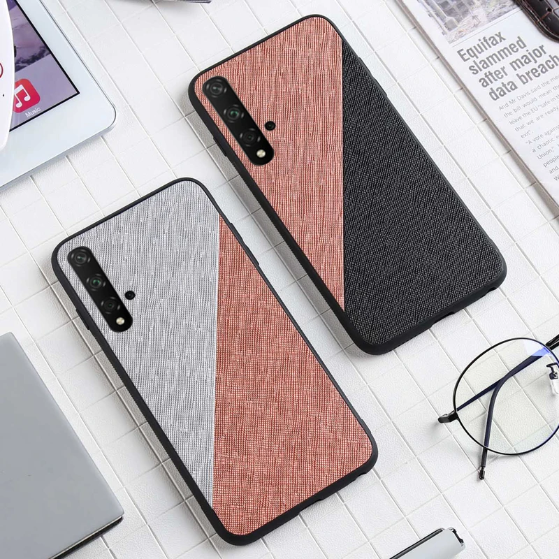 Etui чехол для HuaWei Honor 20 Pro Honor20 20Pro тканевая ткань Texure SiIicone мягкая рамка бампера