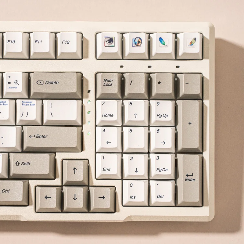 Keycap ps Tema para Teclado Mecânico Interruptor mx Pbt Dye Subbed Mac e Ganhar Retro Cinza Branco Key Caps Perfil Cereja 132 Chaves Set - Imagem 2