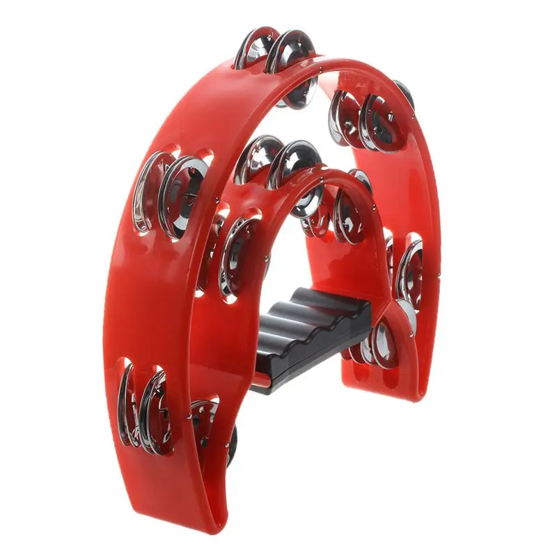 

Hand Held Tambourine Double Row Metal Jingles Percussion Red