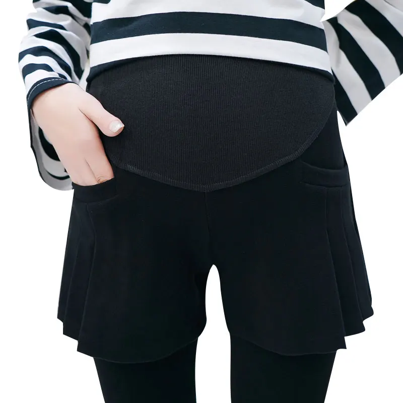 Осенне-зимние короткие штаны для беременных, модные плиссированные шорты для беременных женщин, шерстяные шорты с высокой талией