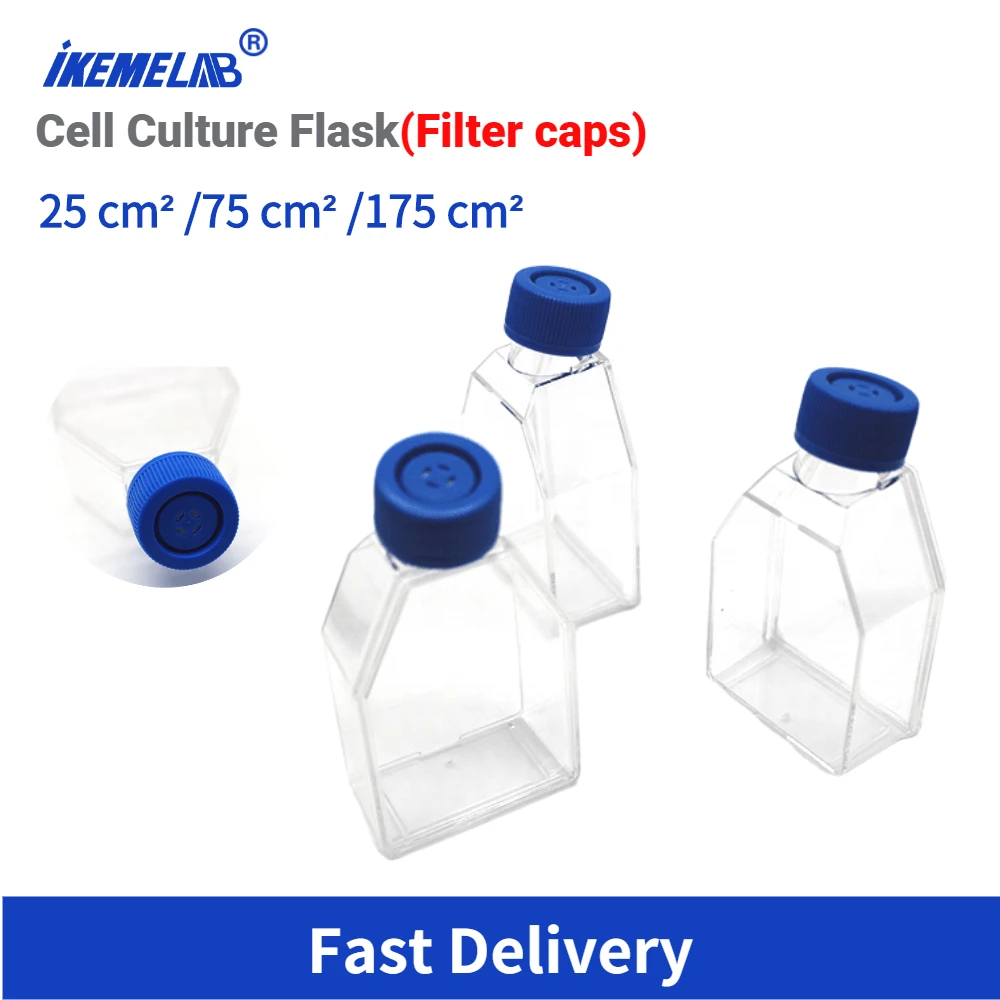 Sterile Cell Culture Flasks 25cm 75cm 175cm2 Plastic Laboratory Bottle With Filter Cap