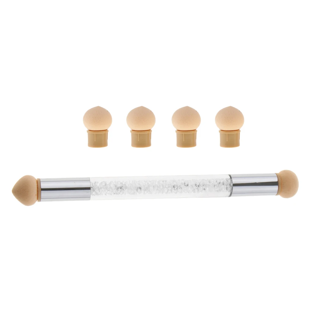Set Glitter Powder Painting Dotting Gradient Pen Brush + 6 Sponge Heads Set