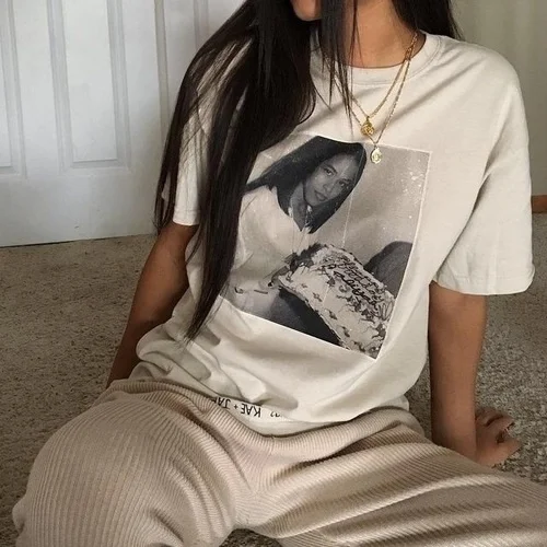 Kuakuayu HJN женская футболка на день рождения Aaliyah Ретро стиль летняя Милая Белая футболка уличный стиль модная рубашка