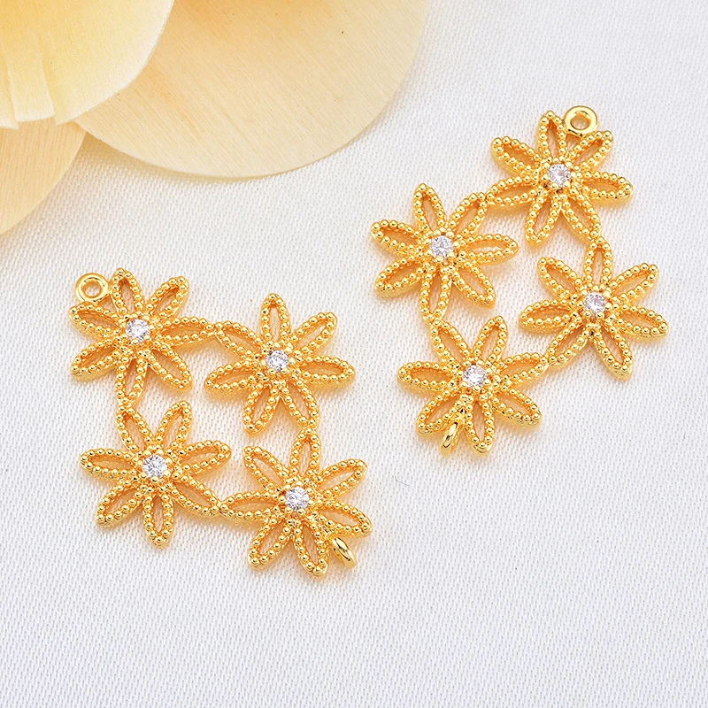 

4PCS 21*27MM 24K Champagne Gold Color Brass Seven Leaf Charms Pendants High Quality Diy Jewelry Findings Accessories