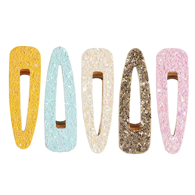 

Women Sweet Candy Color Alligator Hair Clip Glitter Sequins Faux Leather Hairgrip Princess Birthday Party Side Bangs Barrettes