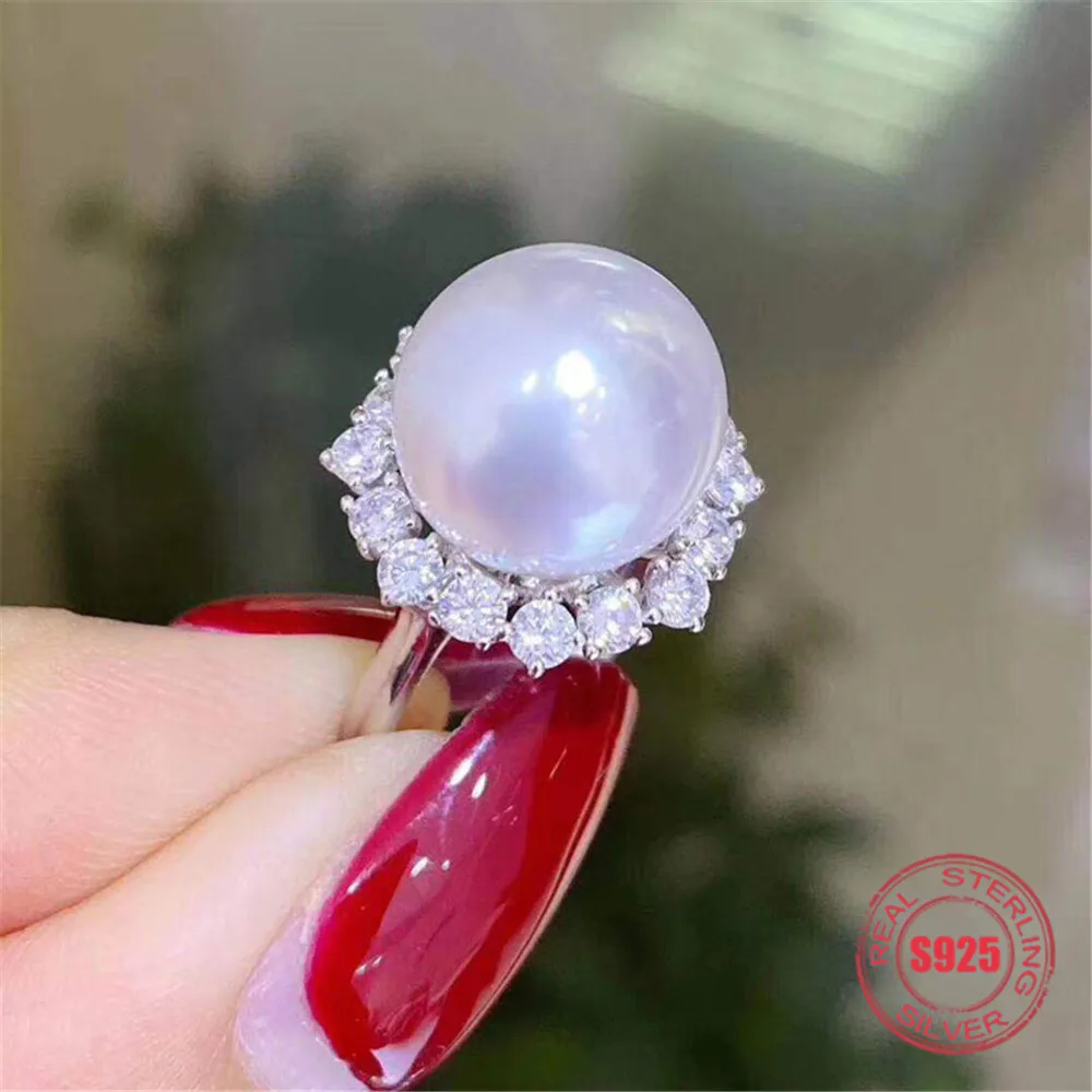 

S925 Sterling Silver Fashion Heart Pearl Ring Accessory Adjustable Ring Mountings DIY Rings Jewelry Making Gift