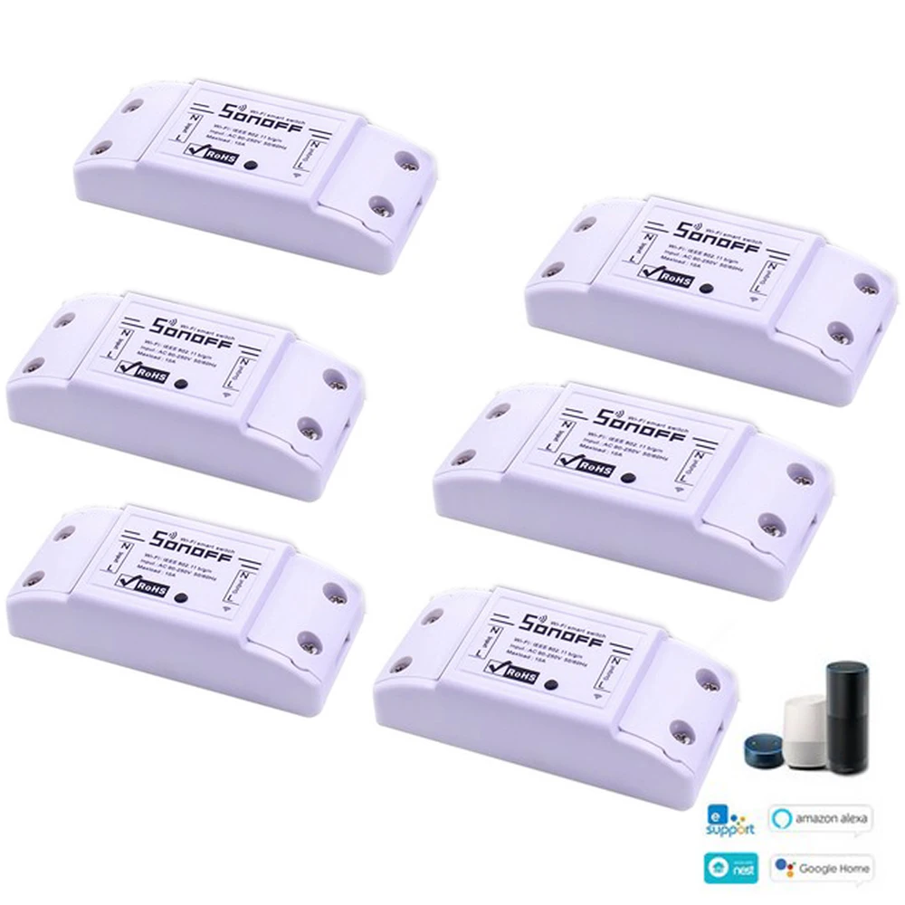2/3/5/6/8/10 шт. Sonoff Basic умный дом переключатель Wi-Fi Беспроводной дистанционного Управление светильник таймер DIY модули 10A/2200W через Ewelink - Цвет: Sonoff basic 6pcs
