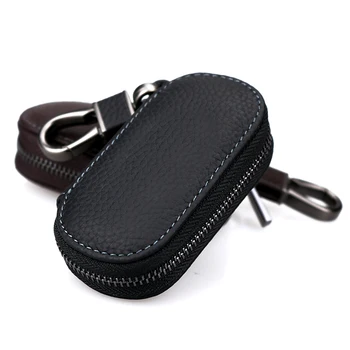 

KUKAKEY New Style Leather Key Wallet Men Women Car Key Case Cover For Ford Focus 2 MK2 Key Housekeeper Mini Bag Zipper Key Cover