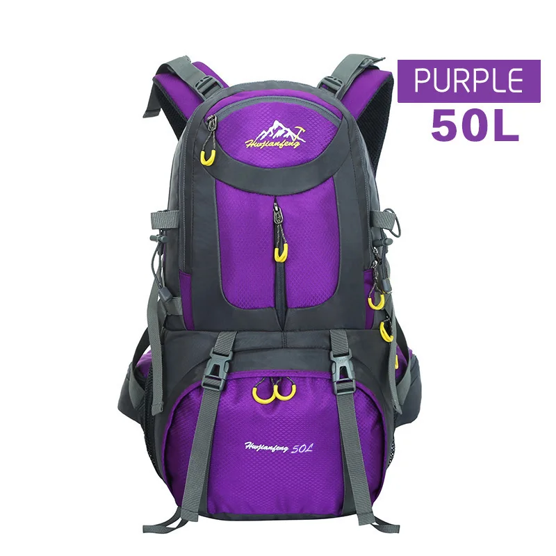 50purple Открытый походный рюкзак для горных путешествий кемпинга водонепроницаемый нейлоновый рюкзак большой емкости походные рюкзаки для альпинизма - Цвет: 50purple