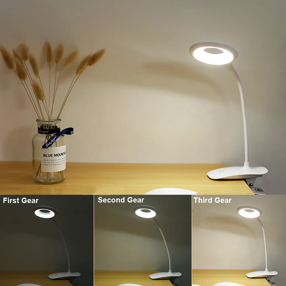 

16 LED Clip Eye Protection Reading book Ring Light Table Lamp Third Gear USB Power LED table Lamp for Dorm Desktop Bedside