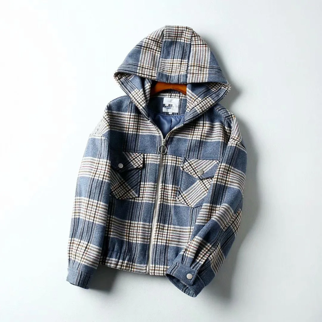 

One's Hooded Blue Plaid Woolen 3645645 Entities