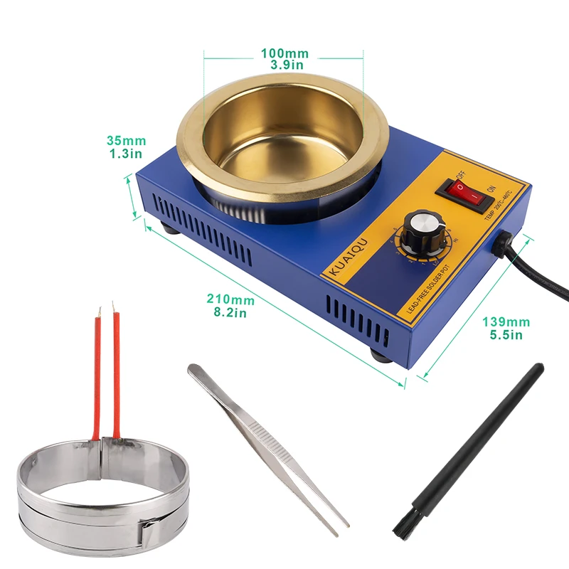 electric solder 300W Portable Solder Pot Tin Melting Furnace Handheld Adjustable Temperature Control Desoldering Bath Tool 200-480 Celsius soldering irons & stations Welding Equipment