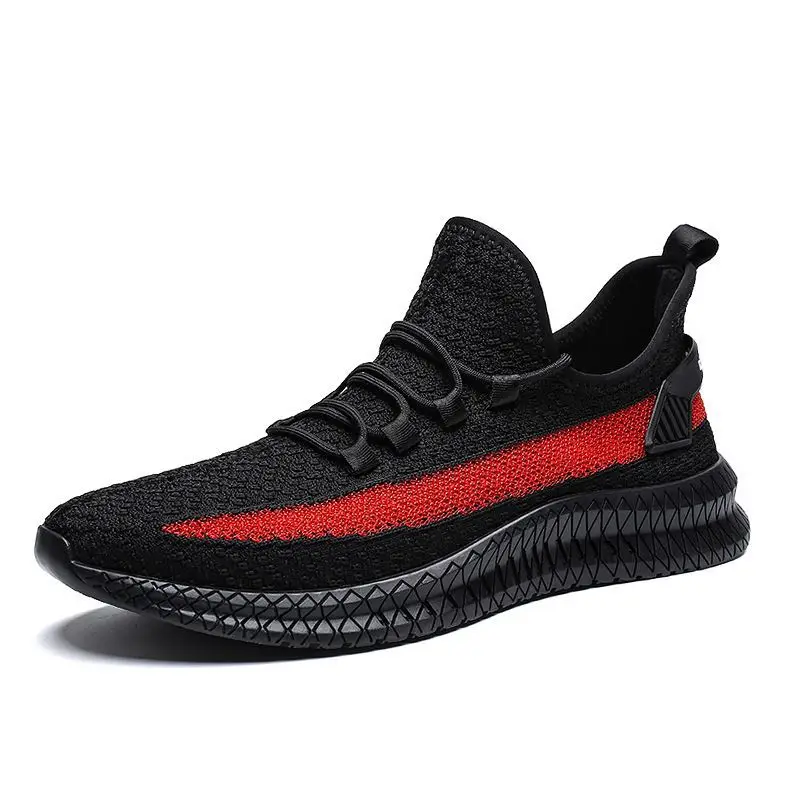 QZ 1 Black Red Прямая поставка с фабрики; стиль; Летняя мужская тканая обувь; дышащая резиновая обувь; кроссовки; износостойкая повседневная обувь для бега с сеткой; Sh - Цвет: QZ 1 Black Red