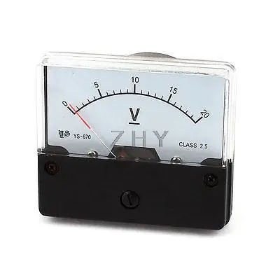 

Rectangle Plastic Panel Gauge Analog Voltmeter DC 20V 2.5 Class for Lab