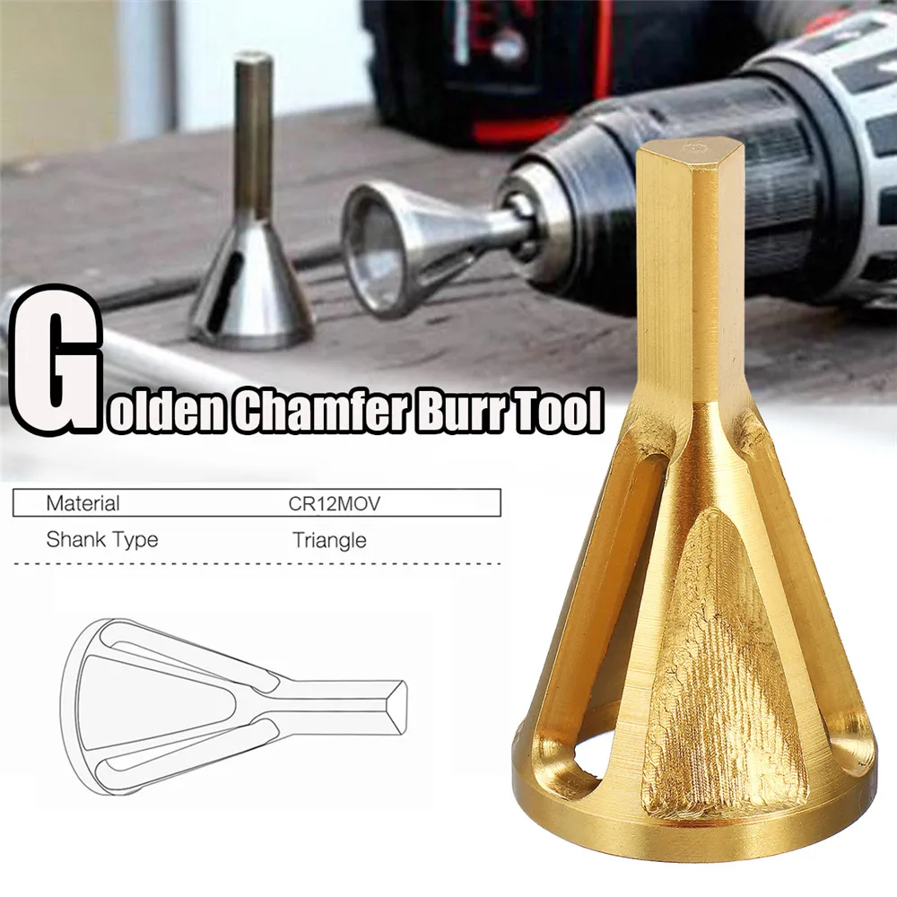 Stainless Steel Deburring External Chamfer Tool Drill Bit Remove Burr Gold