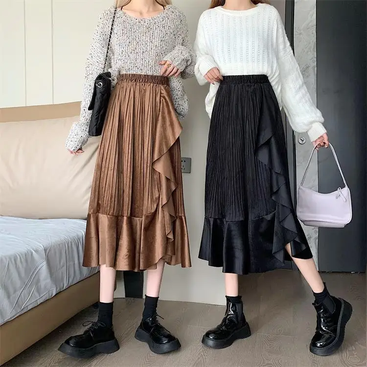 Ruffles Skirts Free Shipping Women Pleated Soft Tender Female High Waist Autumn Newest Clothes Students Daily Faldas Skirt tutu skirt