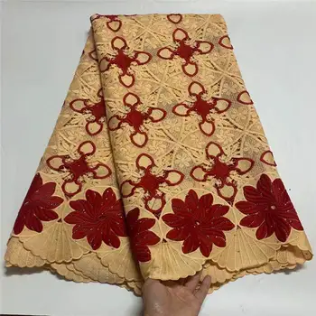 

2020 Newest High Quality Stone Nigerian Net Laces Material African Guipure Cord Soluble Lace Fabric For Wedding dress ED5-8