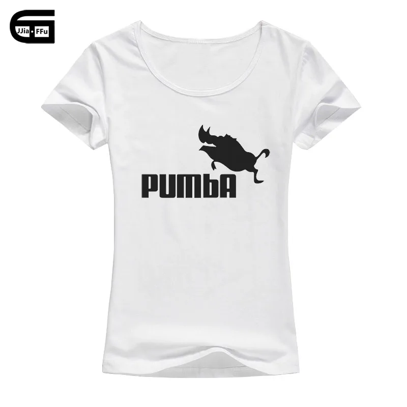 Женская хлопковая футболка с коротким рукавом pumba Повседневная принтом дикого
