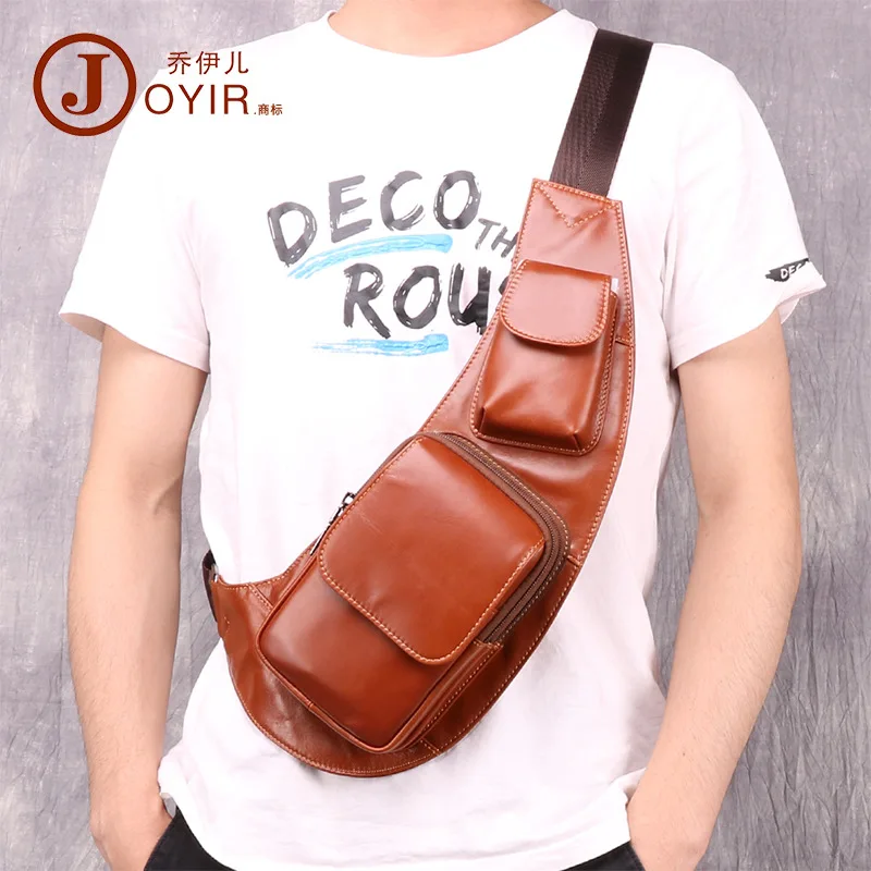 

New Products Retro Chest Bag Casual Fashion Shoulder Men Chest Pack Full-grain Leather Outdoor MEN'S Real-leather Bag