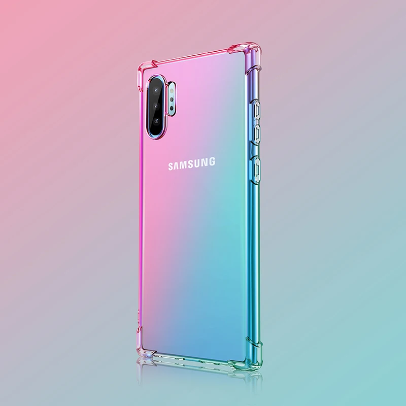 Градиент защитный силиконовый чехол для samsung Galaxy Note 10 9 8 S8 S9 S10 плюс S7 край A80 A70 A60 A50 A40 A30 A20 A10E корпус телефона - Цвет: 2