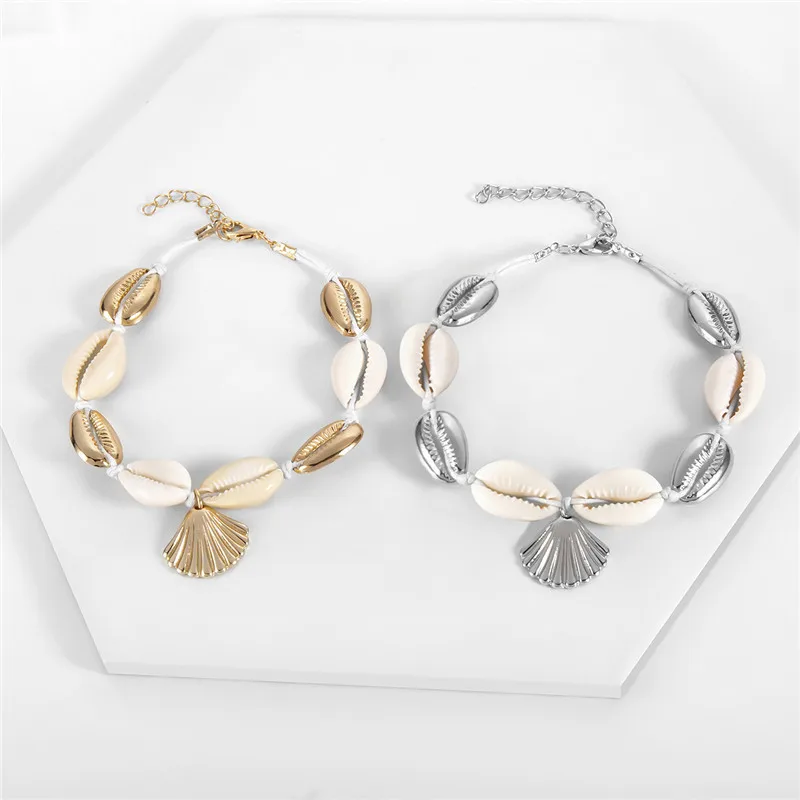 

Women Contracted Ethical Wind Gold And Silver Boximia Beach Conch Anklet Summer Party Anklet Gem