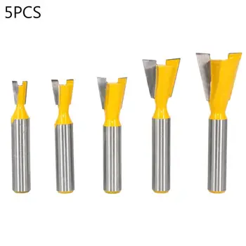 

5pcs 8mm Shank Dovetail Joint Router Bits Set 1/4” 3/8” 1/2” 3/4” 5/8\" for wood