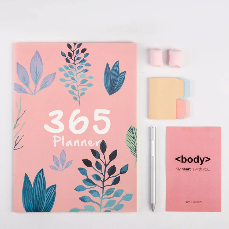 A4 Big 365 Self-filling Kawaii Planner Notebook 12 Month Agenda Chinese Planner Office School Supplies 365 Planner