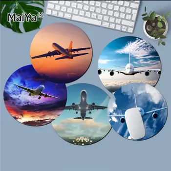 

MaiYa Hot Sales Airplane flying in the sky gamer play mats round gaming Mousepad gaming Mousepad Rug For PC Laptop Notebook
