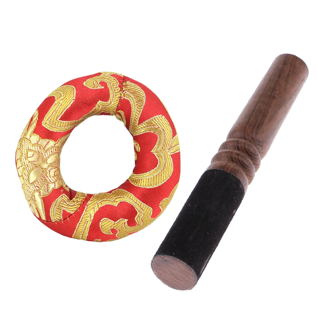 Тибетская Поющая чаша подушка кольцо Подушка+ замша и деревянный молоток инструмент медитации