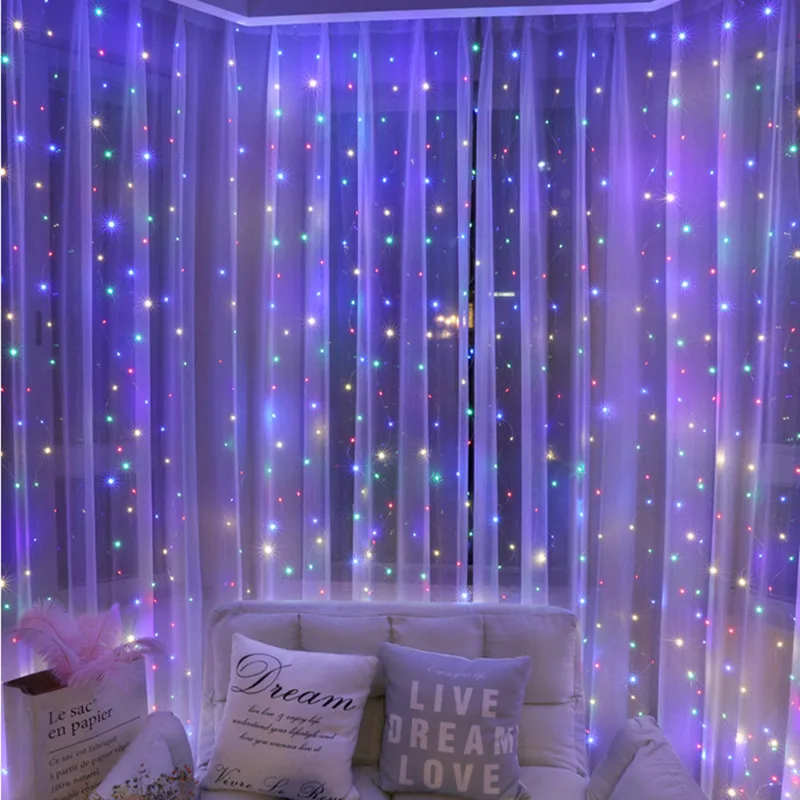 600/300 LED Window Curtain String Light Wedding Party Home Garden Bedroom Outdoor Indoor Wall Decorations