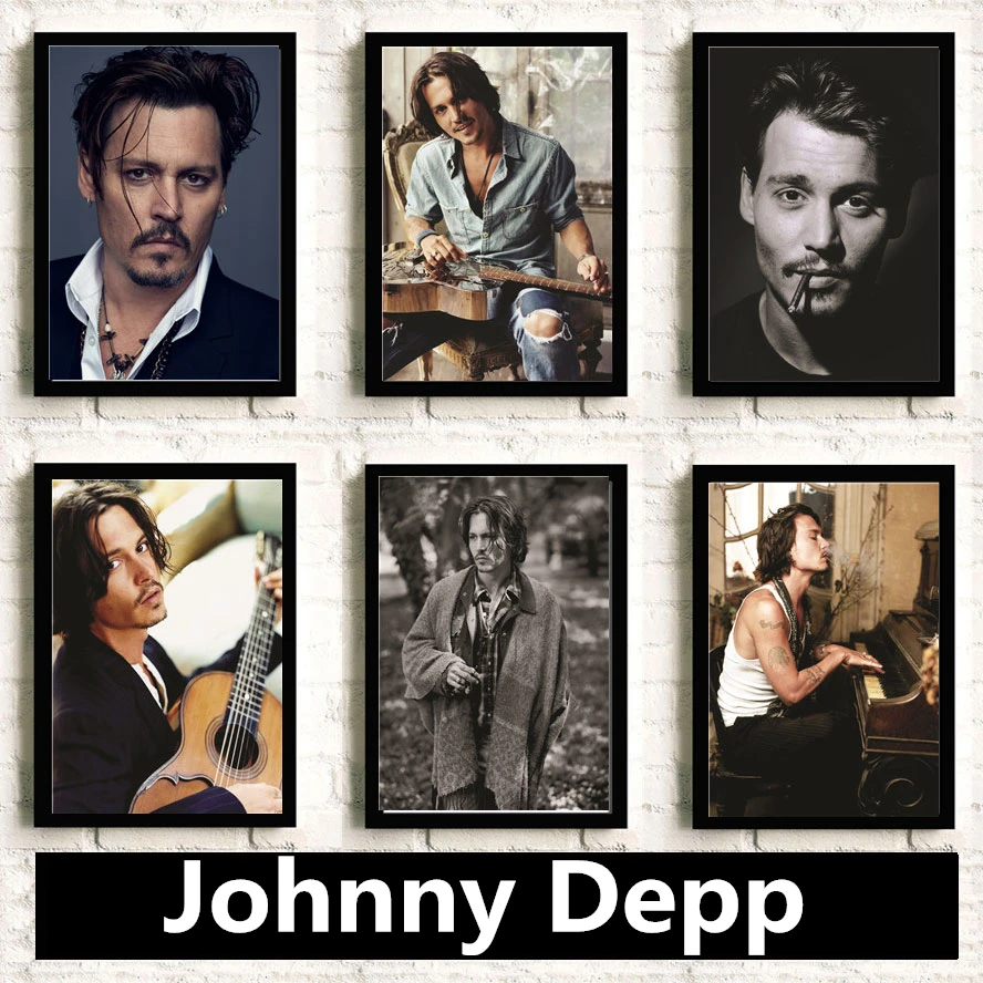 living room d\u00e9cor Original Painting Stretched Canvas Wall art Autograph Johnny Depp Smoking Canvas Painting Poster