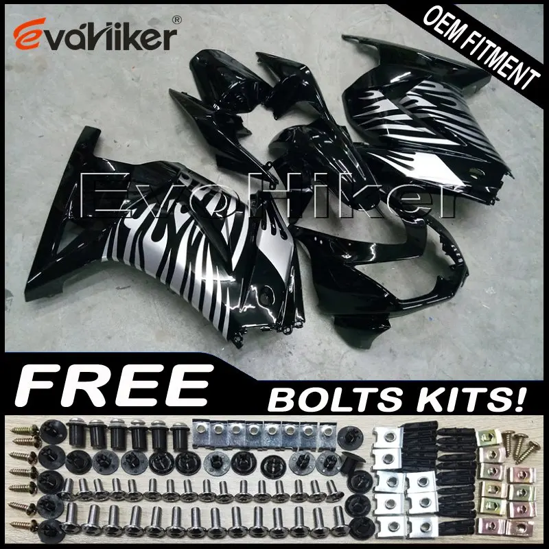 Custom fairing for ZX250R EX250 2008 2009 2010 2011 2012 ABS motor panels Body Kit Injection mold black+gifts - Цвет: L