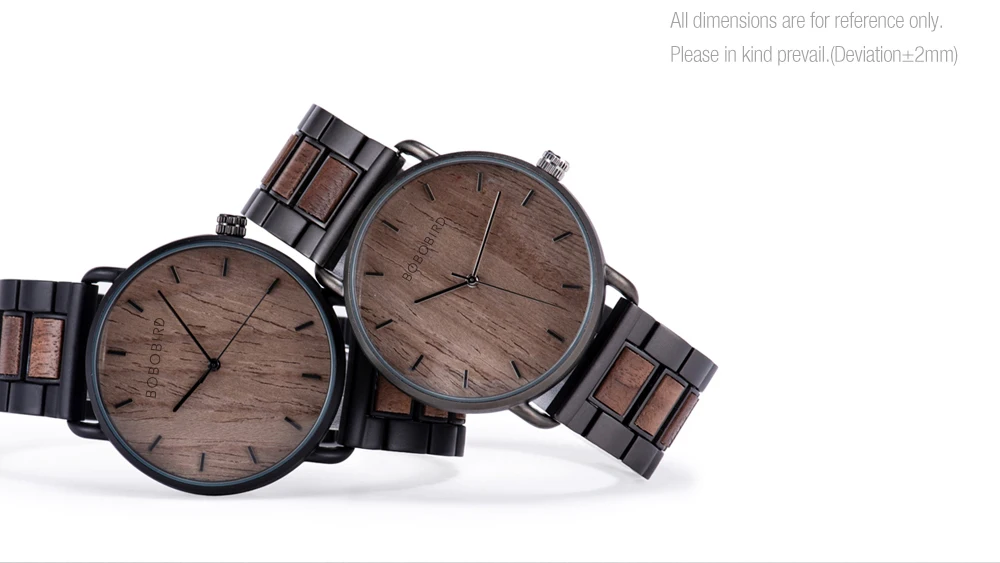 BOBO BIRD Men's Simple Luxury Wood and Stainless Steel Watch