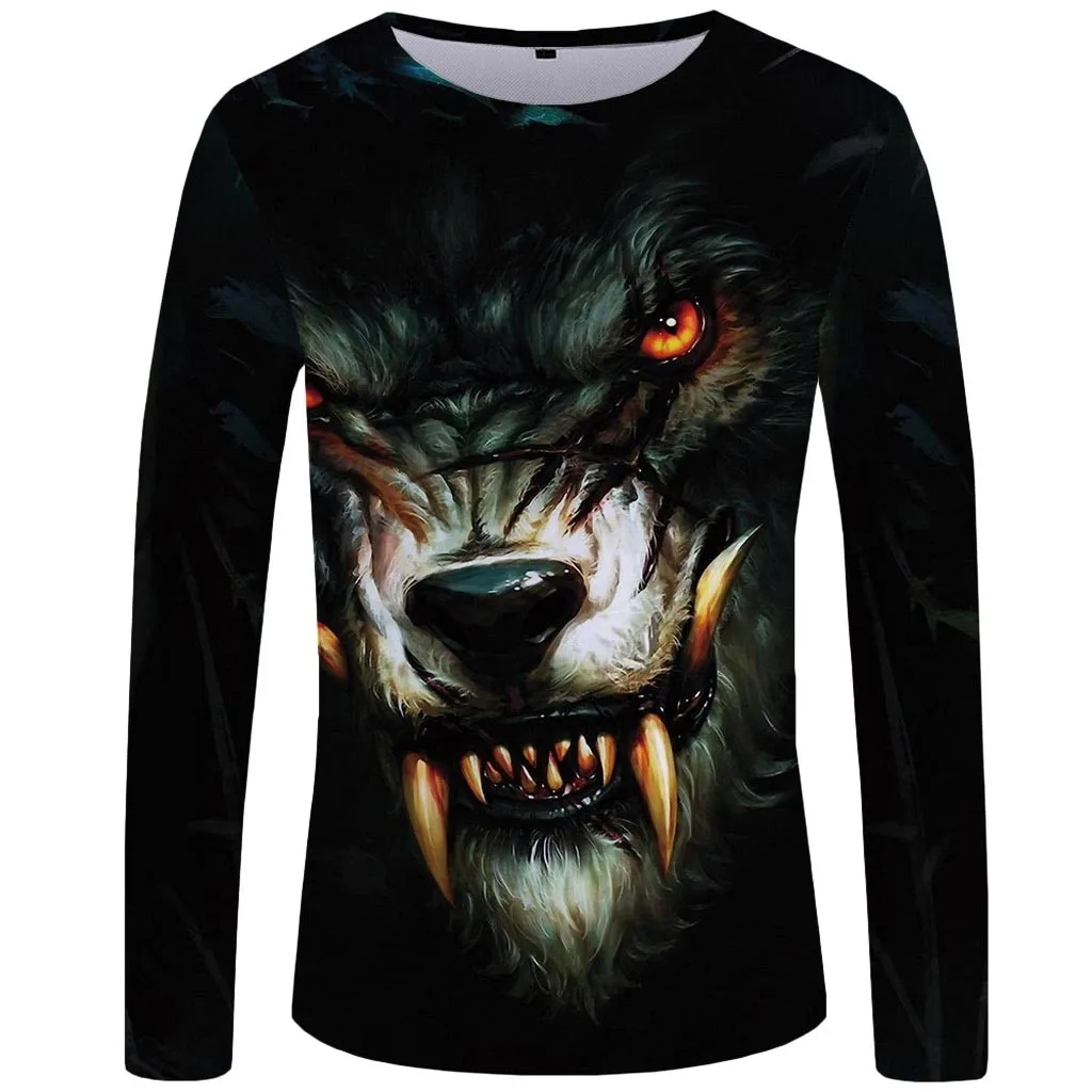 

Mens Hoodies 3D Print Long Sleeve Wolf Hoodie Man Fashion Brand Casual Hoodie Sweatshirt Hip Hop Male Tracksuit Autumn 2019